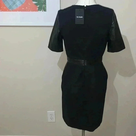 The Kooples Hopla Leather-Trim Faux Wrap Classic Mini Dress NWT - Picture 8 of 10